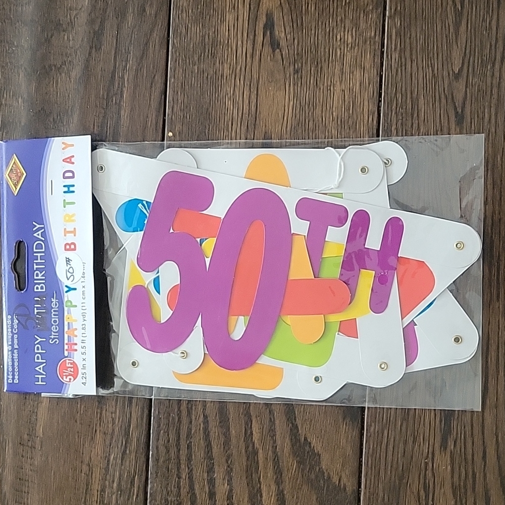 🎉5/ $10🎉 Happy 50th Birthday Hanging Streamer Decoration